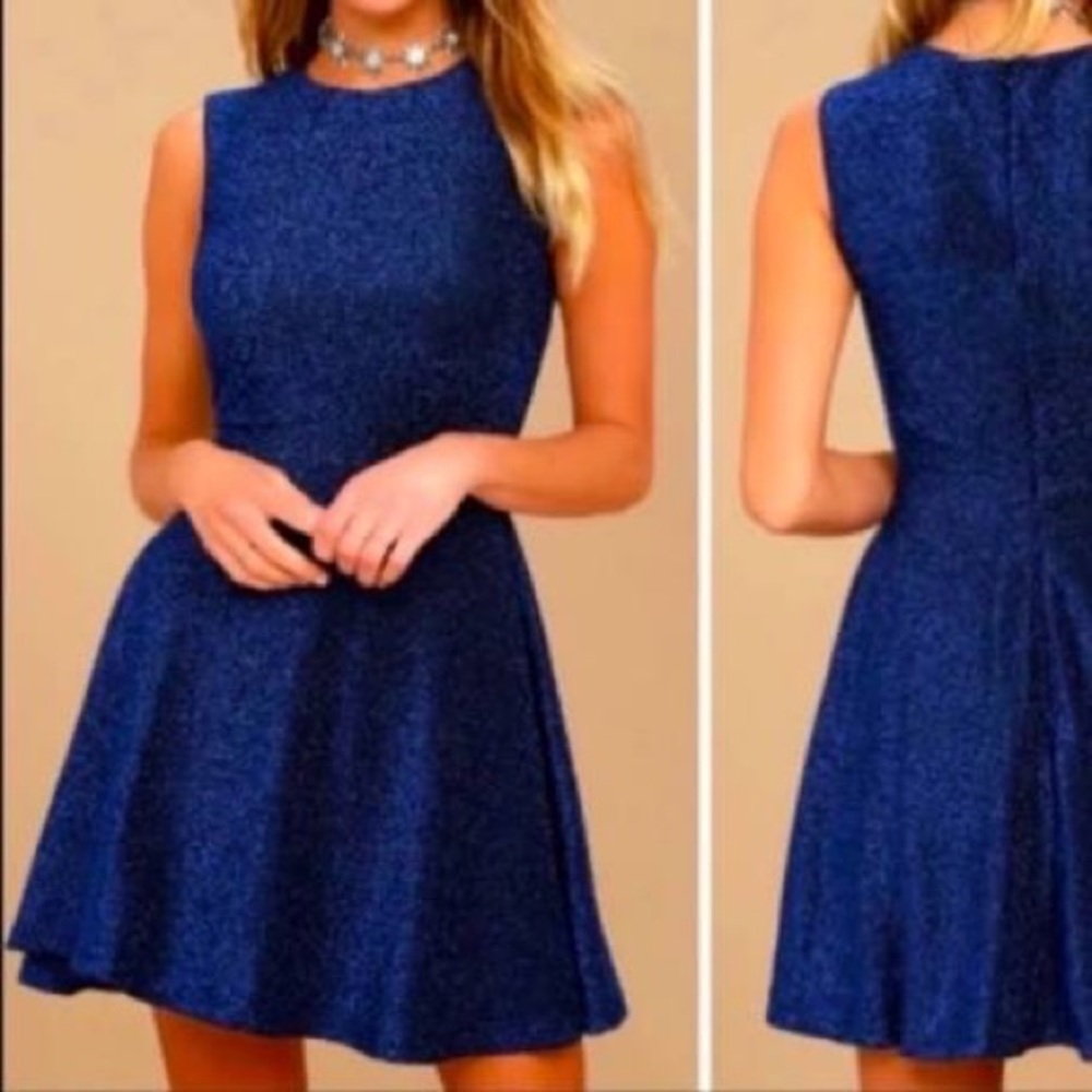 Blue & Black Sparkle Dress | Lulus